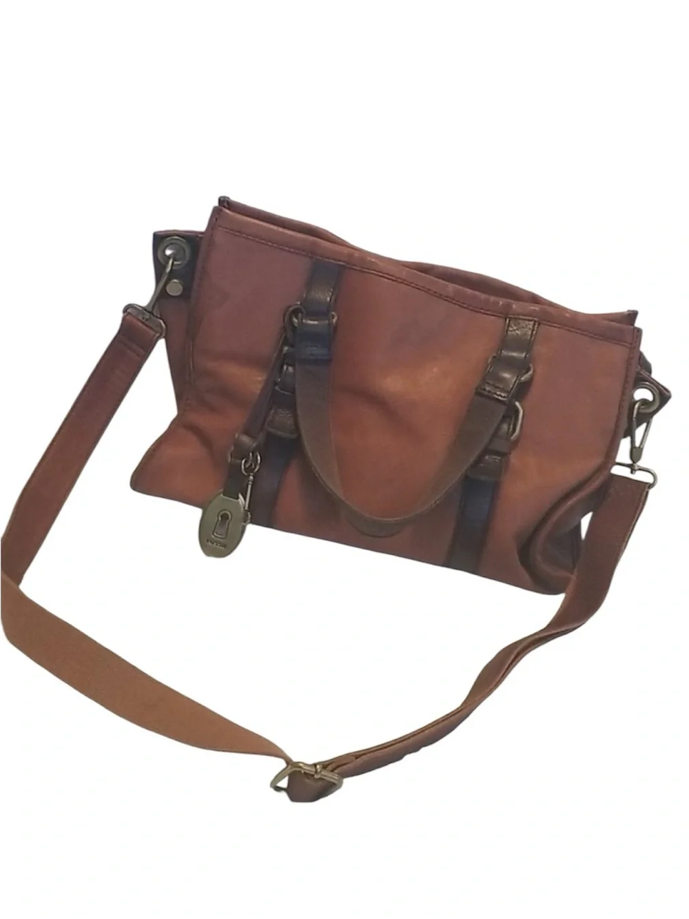 RARE Fossil Emory Satchel Vintage 90s Leather Bag June2011 ZB4870